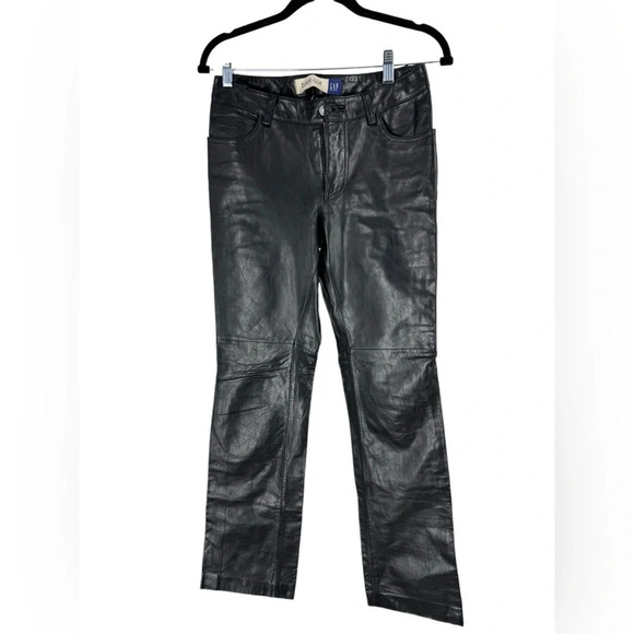 Vintage Pants - Vintage leather bootcut black pants size 2